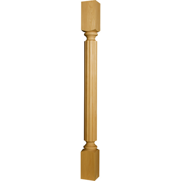 Osborne Wood Products 34 1/2 x 3 Narrow Fluted Island Post in Soft Maple 1447M